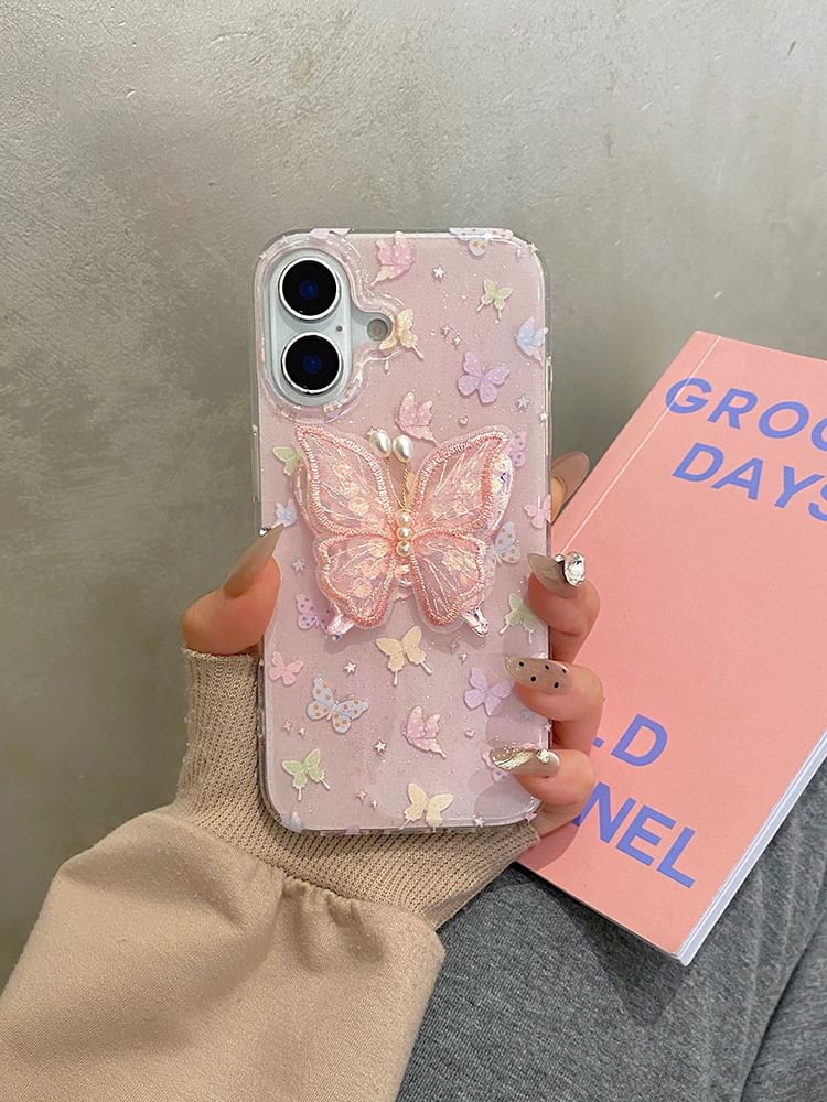 Phone Butterfly Adhesive Strap Case Decoration Set /