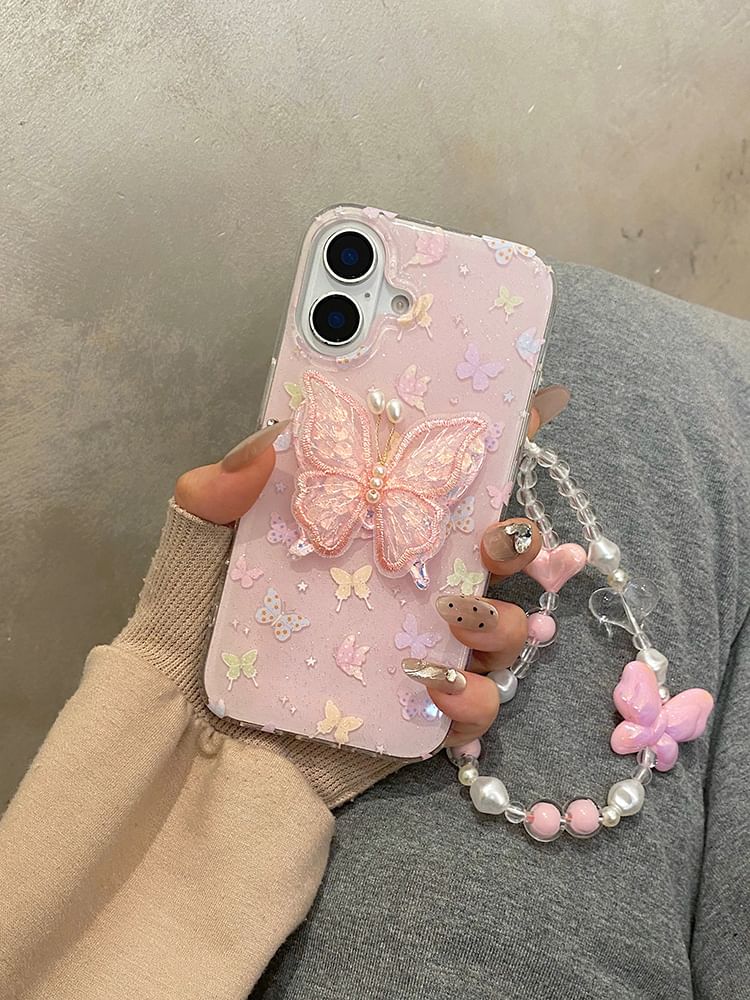 Phone Butterfly Adhesive Strap Case Decoration Set /