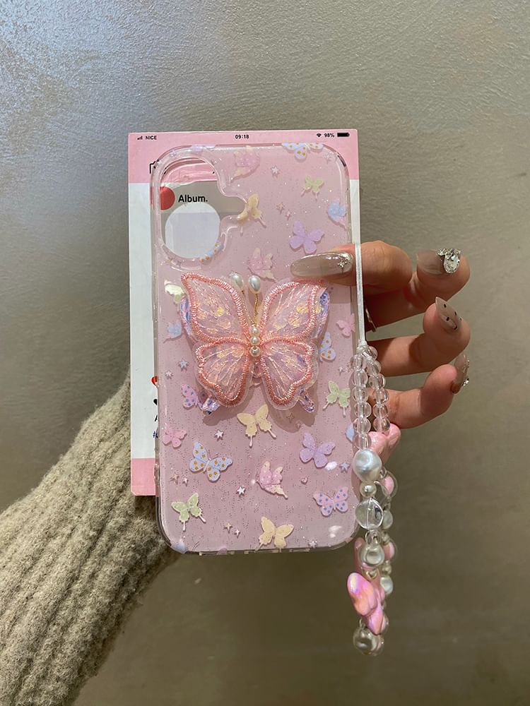 Phone Butterfly Adhesive Strap Case Decoration Set /