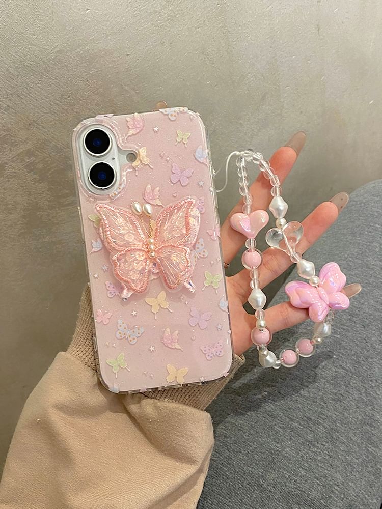 Phone Butterfly Adhesive Strap Case Decoration Set /