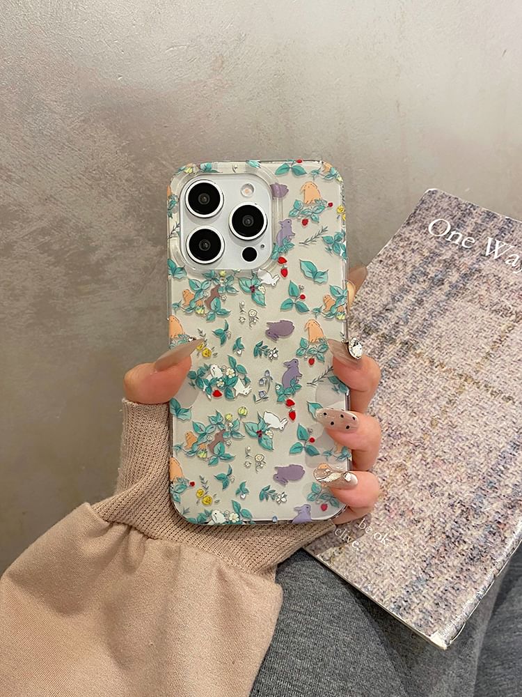 Rabbit Case Strap / Floral Set Phone