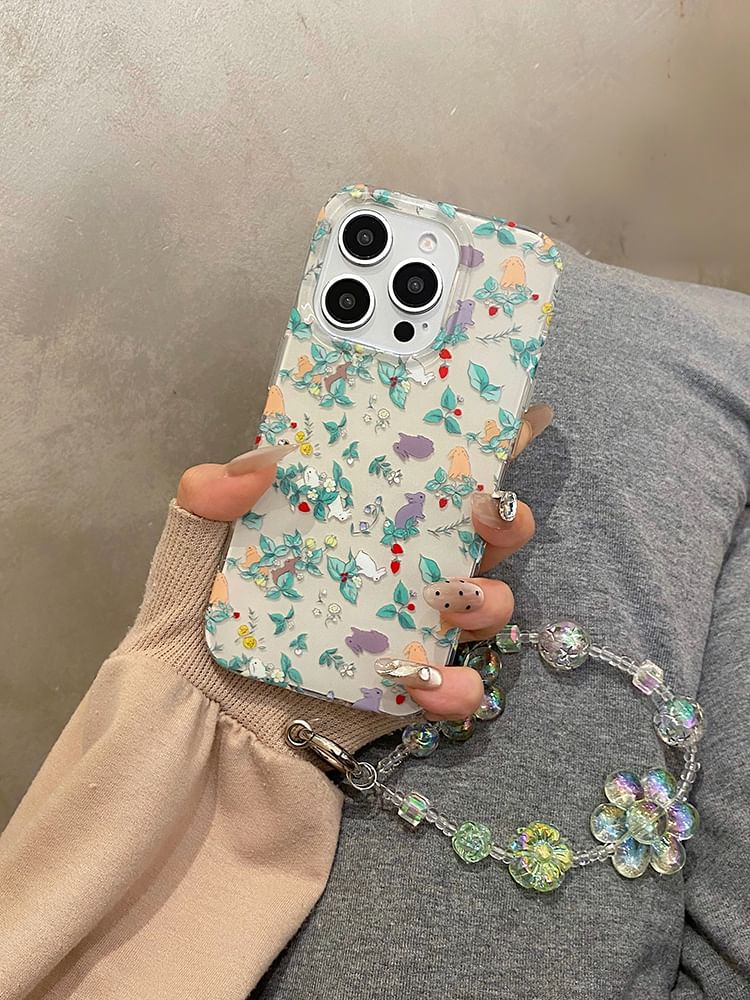 Rabbit Case Strap / Floral Set Phone
