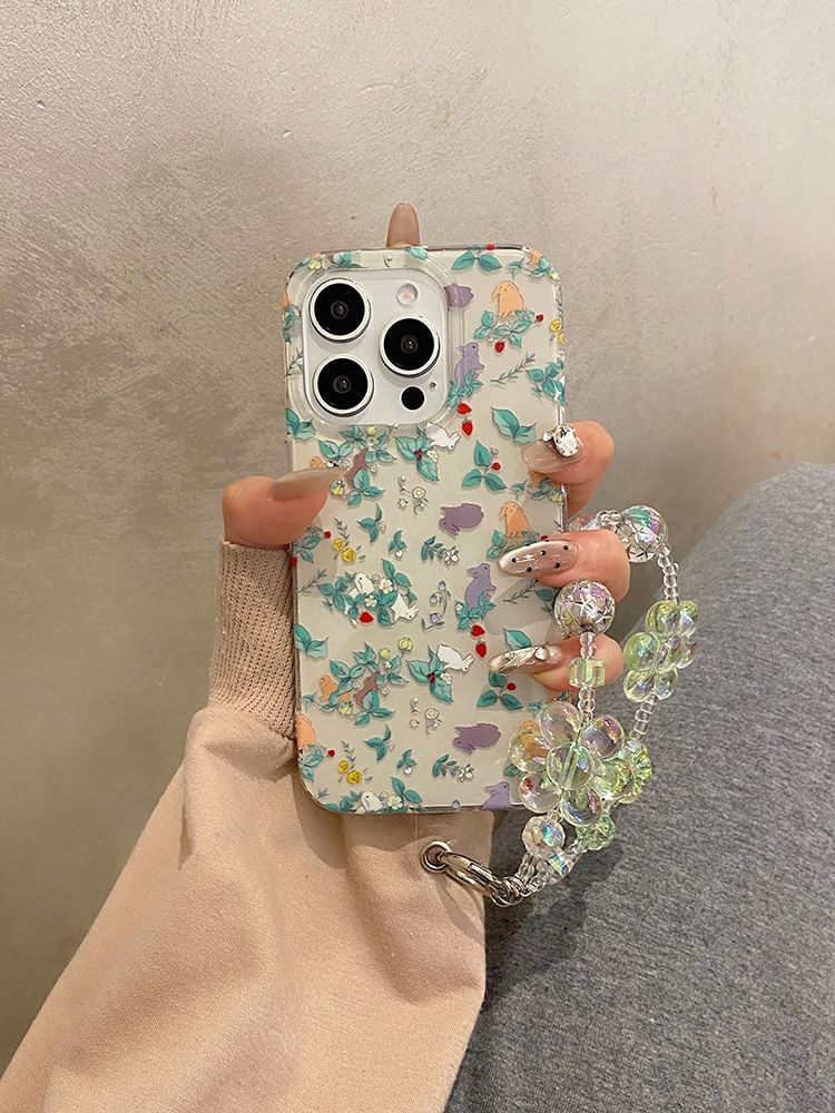 Rabbit Case Strap / Floral Set Phone