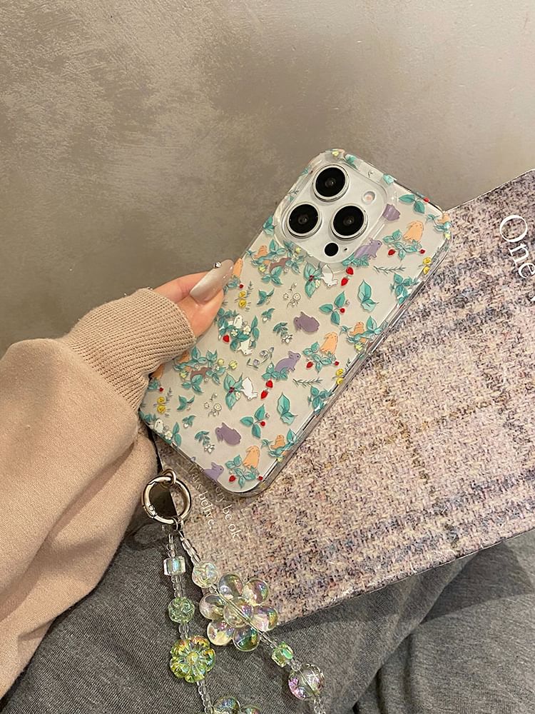 Rabbit Case Strap / Floral Set Phone