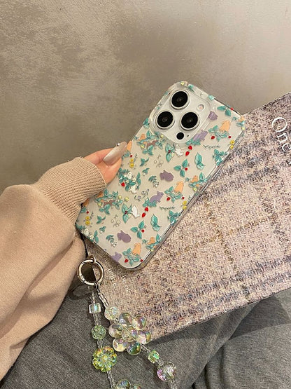 Rabbit Case Strap / Floral Set Phone