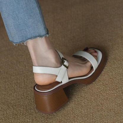 Wholesale Sample Block Heel Buckled Strap Sandals