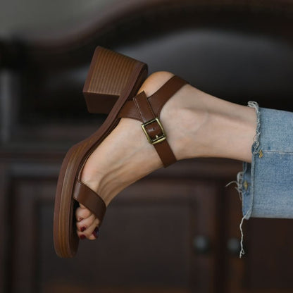 Wholesale Sample Block Heel Buckled Strap Sandals