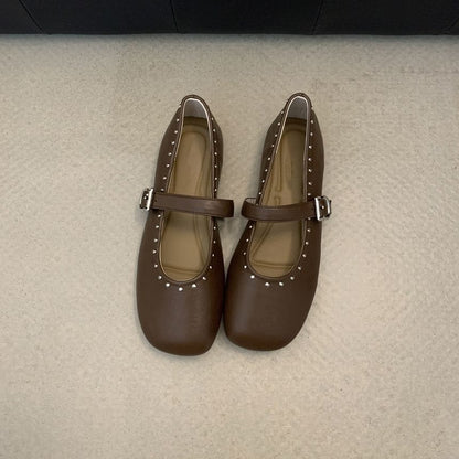 Studded Plain Mary Jane Shoes