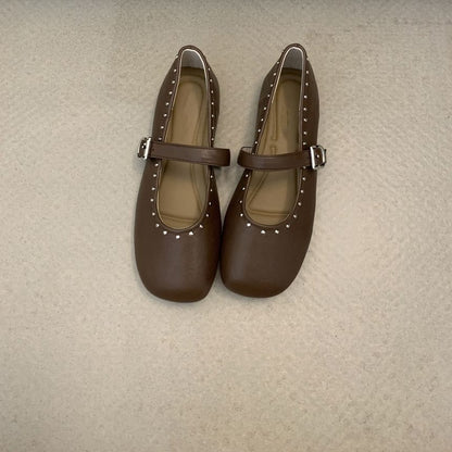 Studded Plain Mary Jane Shoes