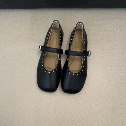Studded Plain Mary Jane Shoes