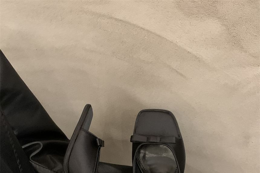 Kitten Heel Square Toe Slide Sandals