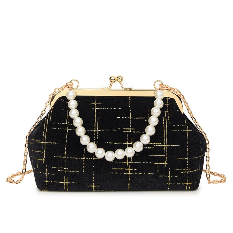 Sample Chain Strap Kiss Lock Velvet Crossbody Bag