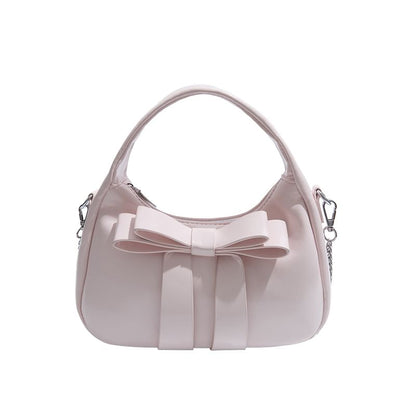 Sample Chain Strap Plain Bow Accent Faux Leather Crossbody Bag