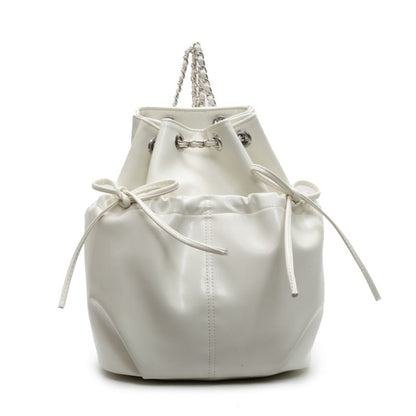 Sample Plain Drawstring Faux Leather Backpack