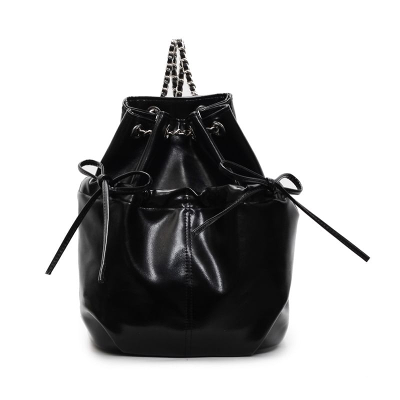Sample Plain Drawstring Faux Leather Backpack
