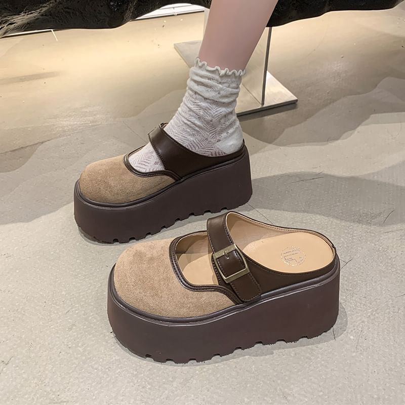 Tone Buckled Platform Two Jane Mules Mary