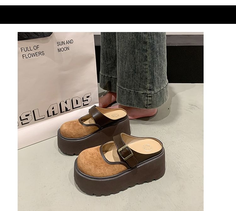 Tone Buckled Platform Two Jane Mules Mary