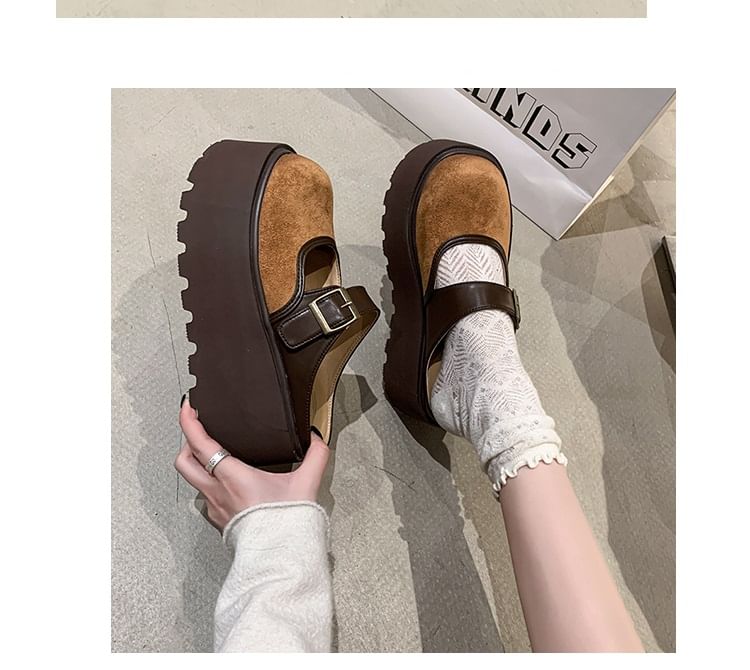 Tone Buckled Platform Two Jane Mules Mary
