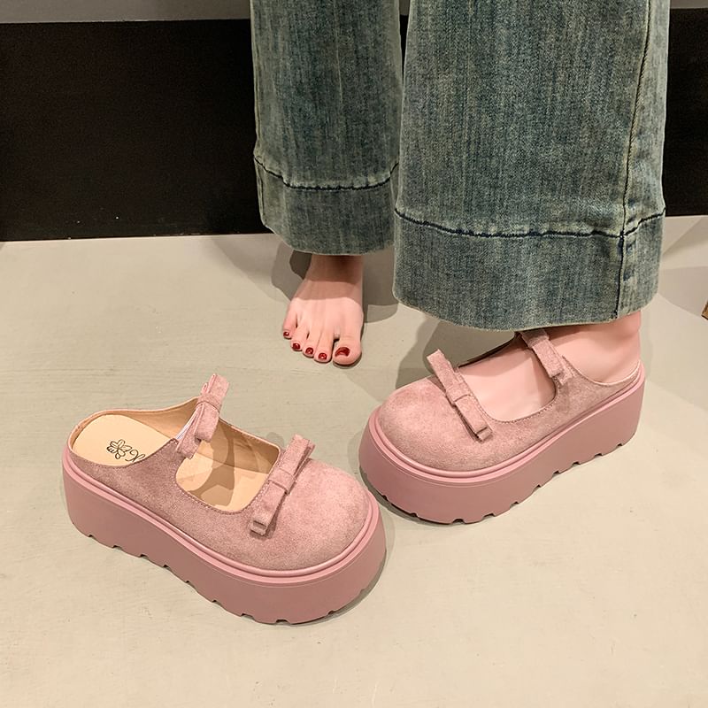 Platform Jane Mules Accent Mary Plain Bow