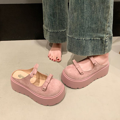 Platform Jane Mules Accent Mary Plain Bow