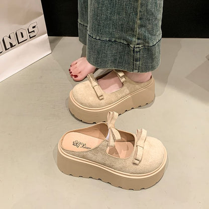 Platform Jane Mules Accent Mary Plain Bow