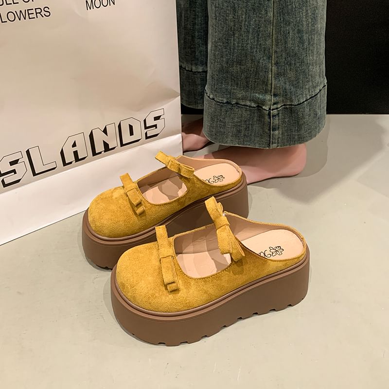 Platform Jane Mules Accent Mary Plain Bow