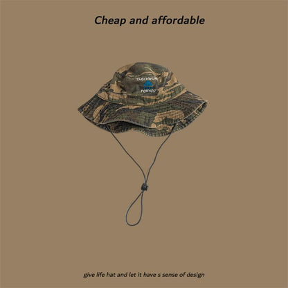 Drawstring Hat Print Camo Sun