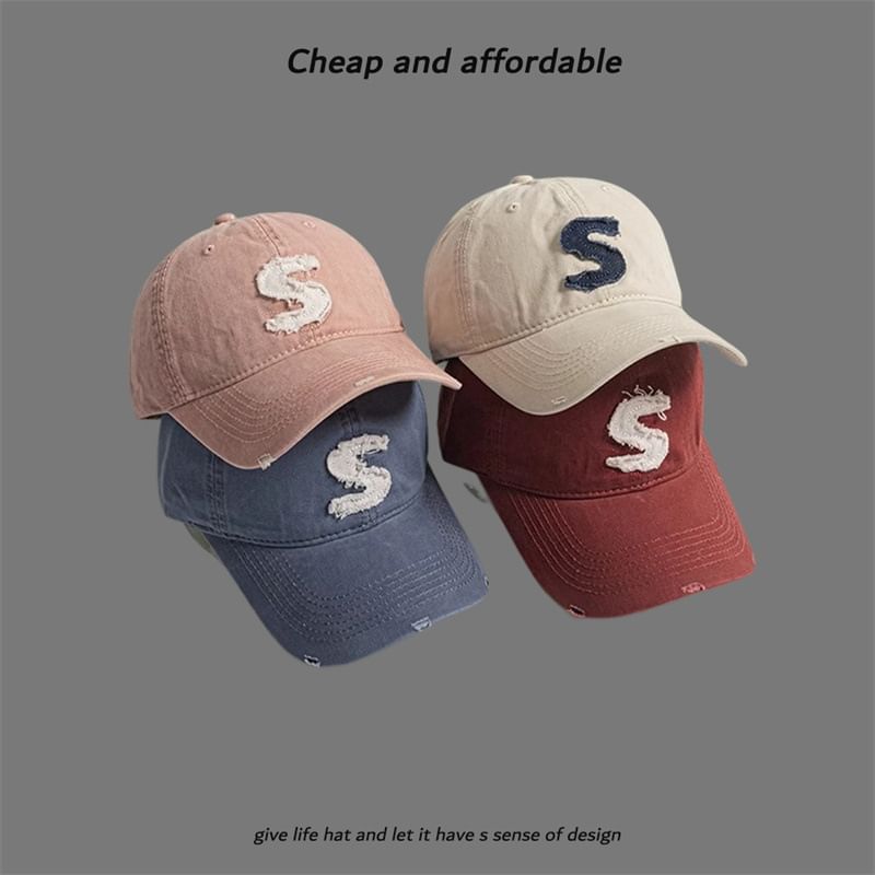 Cap Distressed Letter Applique