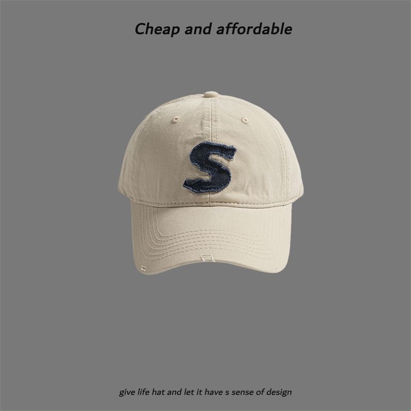Cap Distressed Letter Applique