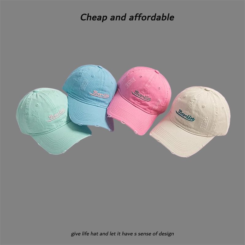 Cap Letter Distressed Embroidered