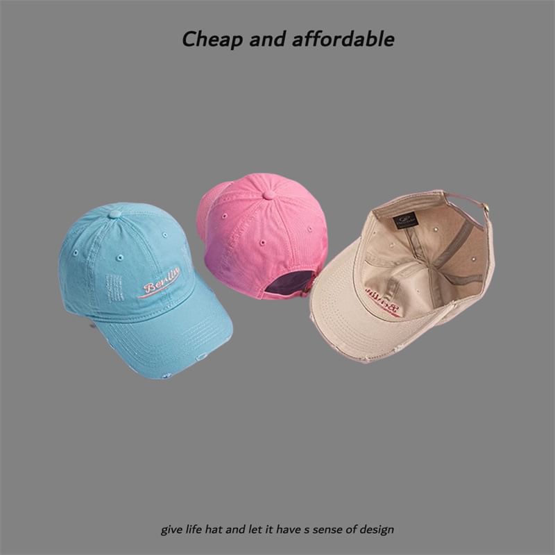 Cap Letter Distressed Embroidered