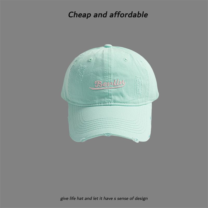 Cap Letter Distressed Embroidered