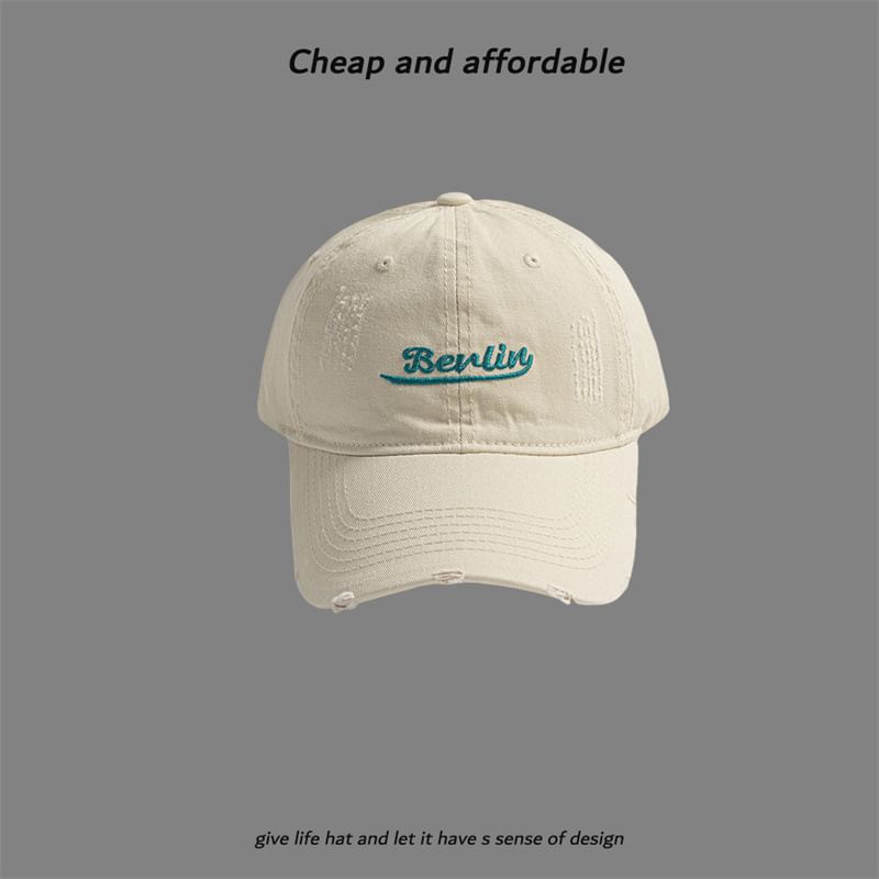 Cap Letter Distressed Embroidered