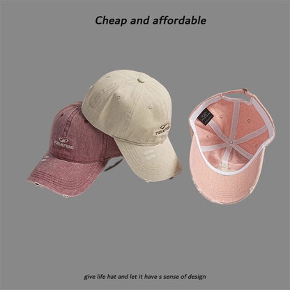 Washed Distressed Cap Embroidered Letter