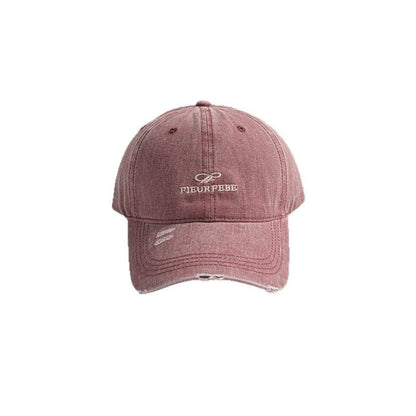 Washed Distressed Cap Embroidered Letter