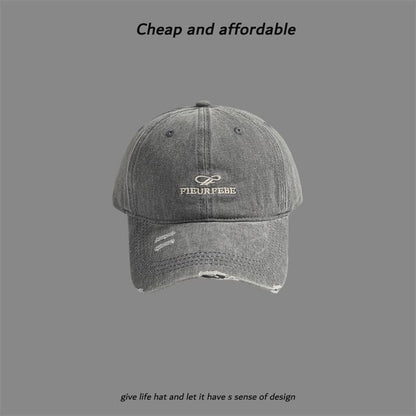 Washed Distressed Cap Embroidered Letter