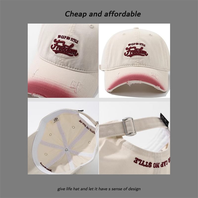 Washed Cap Letter Distressed Embroidered