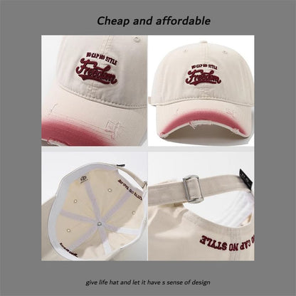 Washed Cap Letter Distressed Embroidered