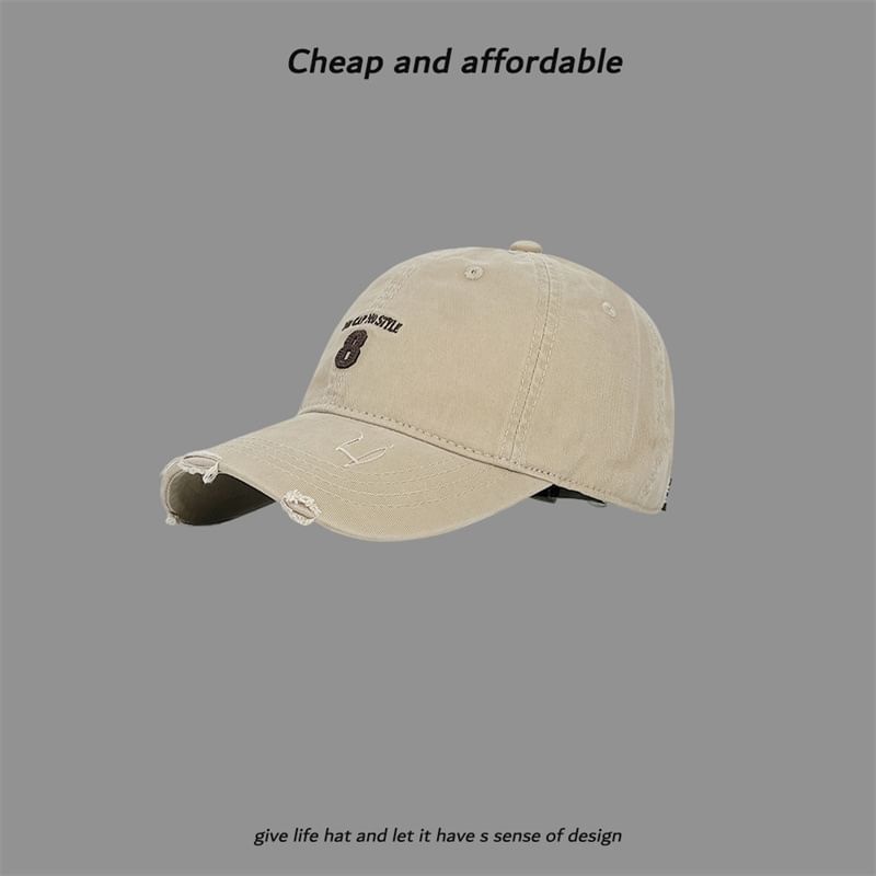 Cap Embroidered Washed Distressed Number