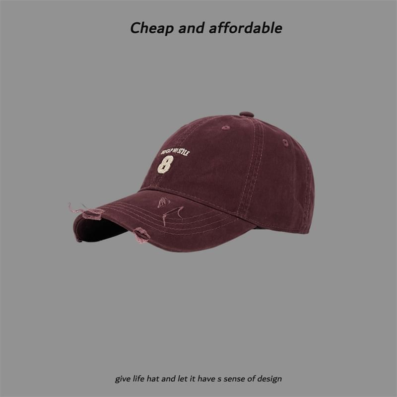 Cap Embroidered Washed Distressed Number