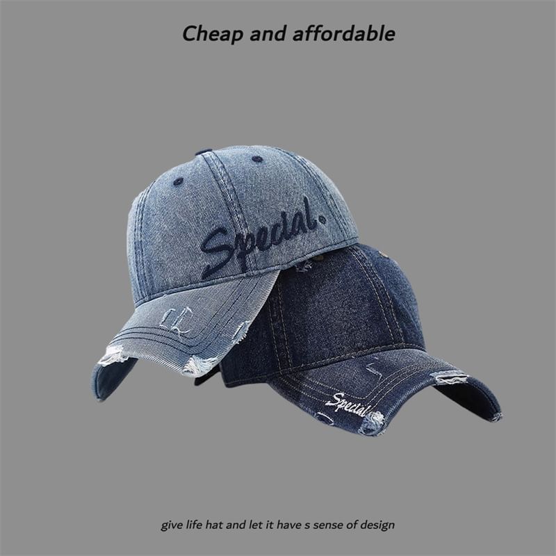 Embroidered Cap Letter Distressed