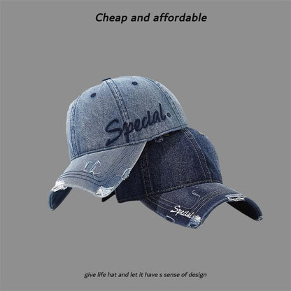 Embroidered Cap Letter Distressed