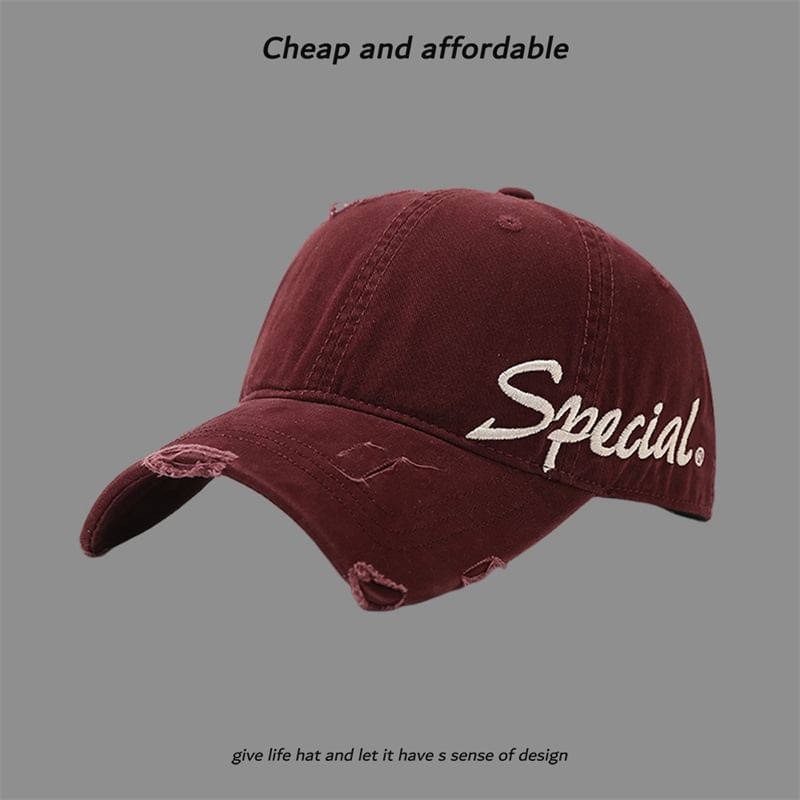 Embroidered Cap Letter Distressed