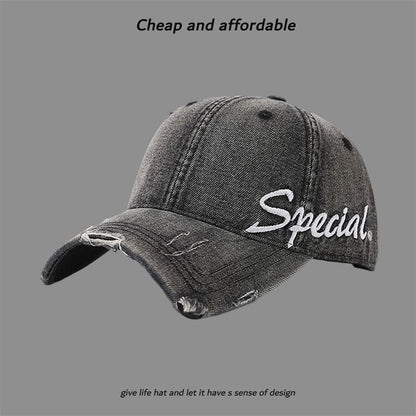 Embroidered Cap Letter Distressed