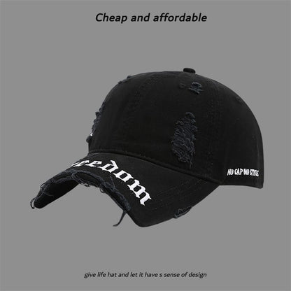 Embroidered Letter Distressed Cap Washed