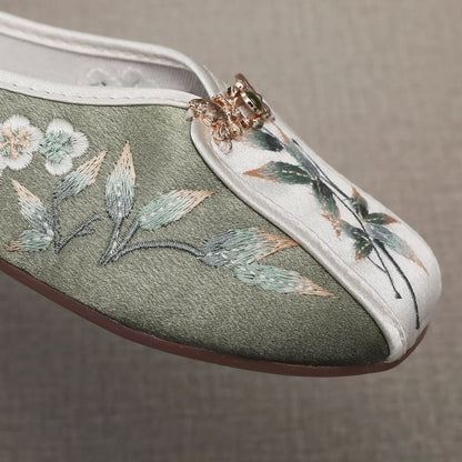 Embroidered Floral Panel Mules