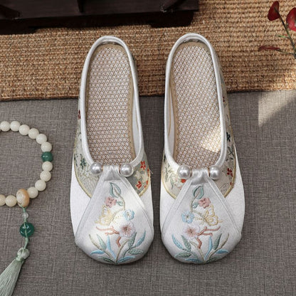 Pearl Floral Faux Mules Embroidered