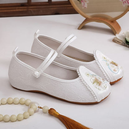 Floral Shoes Heel Wedge Embroidery