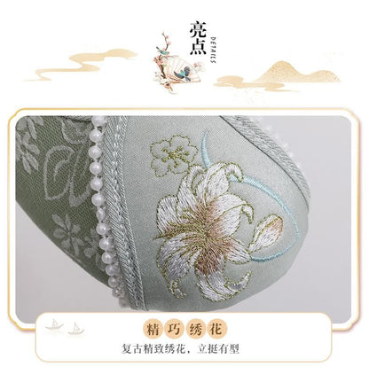 Floral Shoes Heel Wedge Embroidery