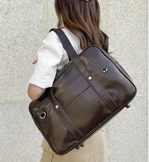 Leather Faux Pocketed Bag Tote